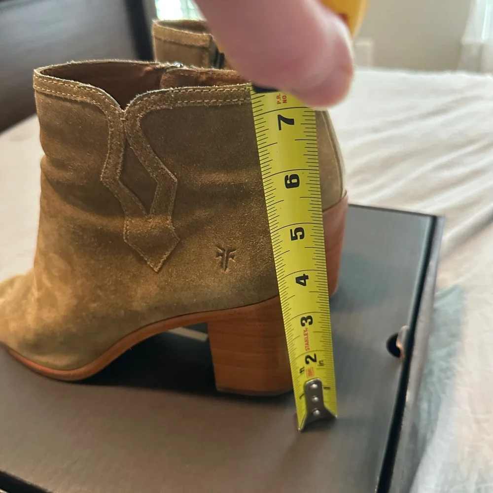Frye Danica Peep Bootie Sand Suede Open Toe Ankle Boots 78034 8.5 M - Picture 5 of 7